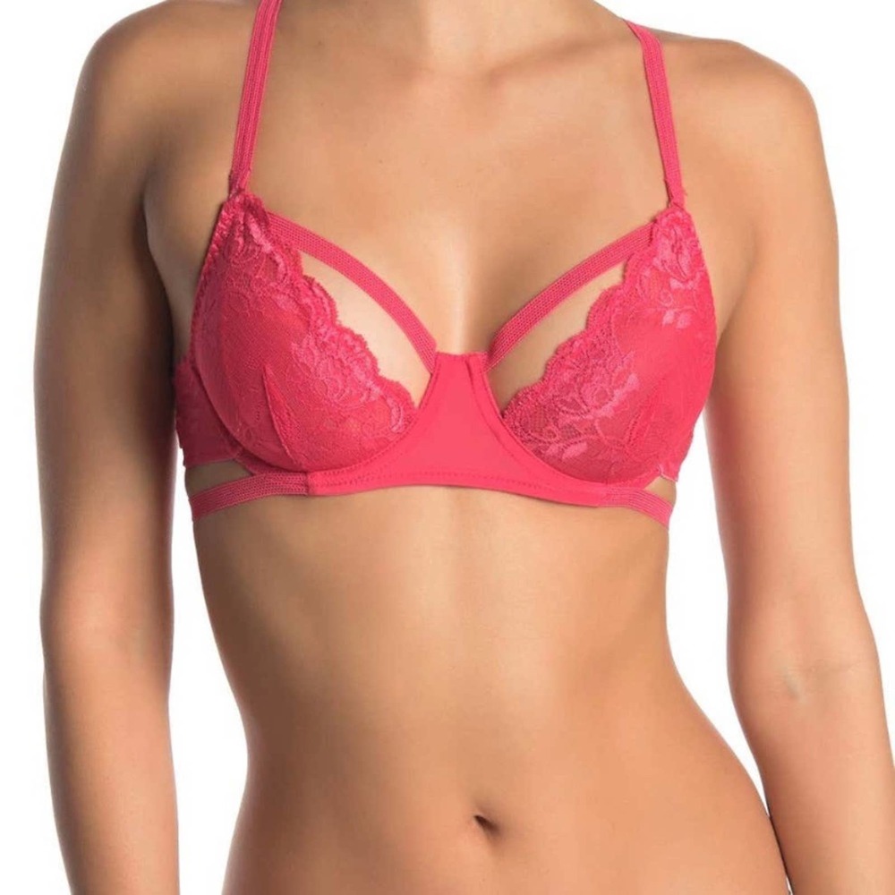 Free People Pink Lace Strappy Underwire Bra